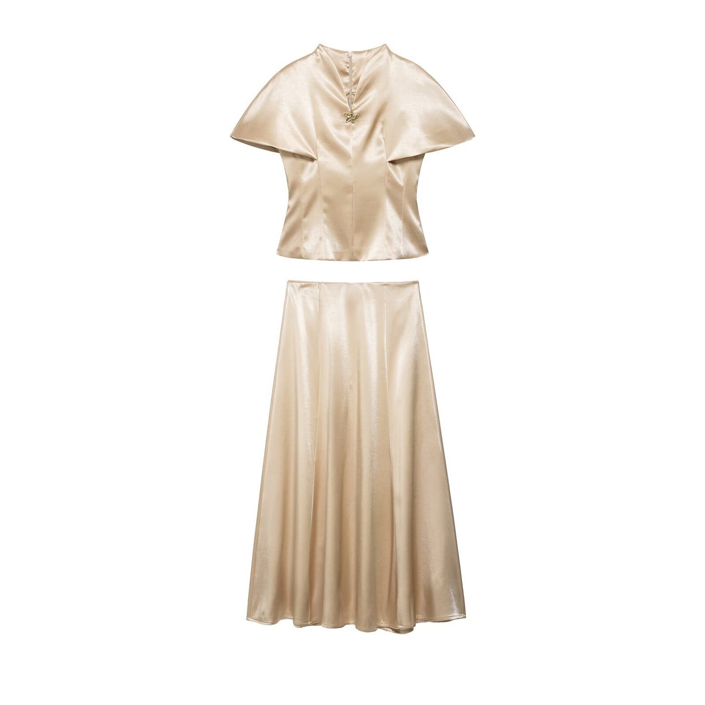 Women's Set with Stand Collar Cloak Top