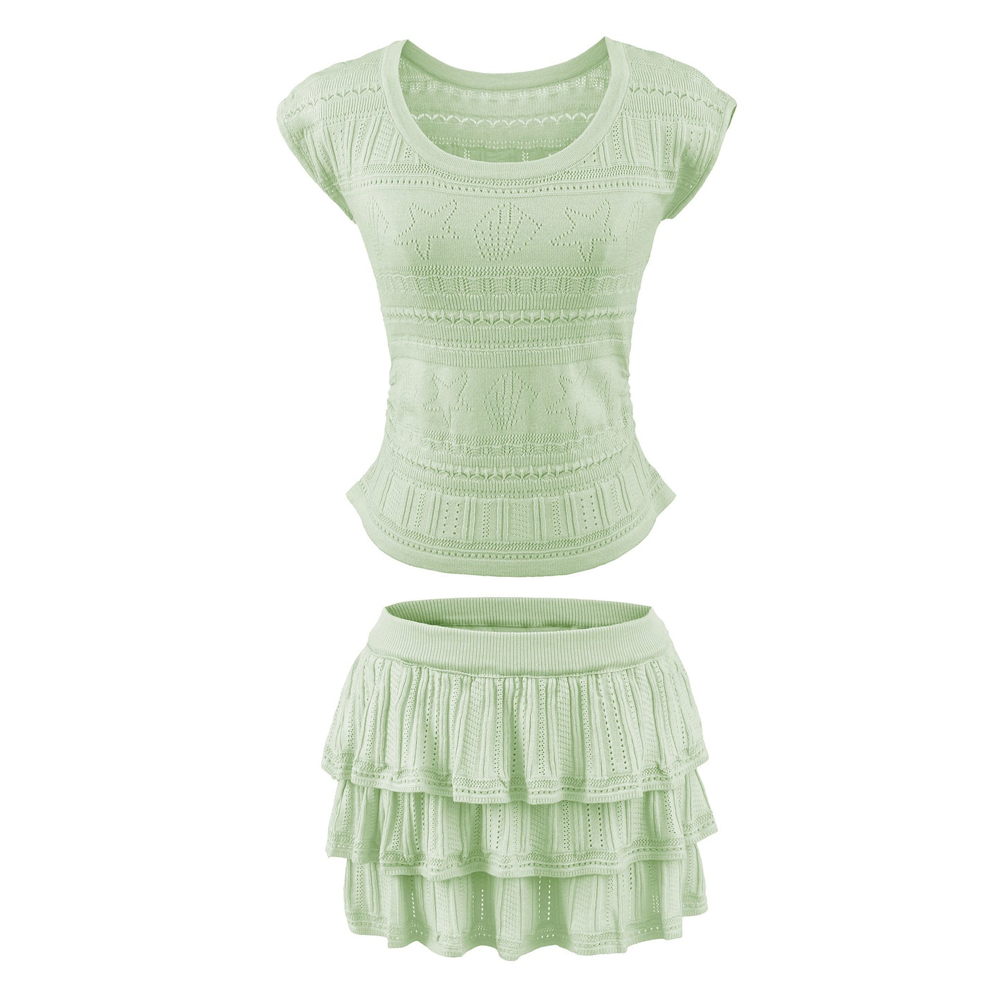 Slim fit short sleeved top and skirt set