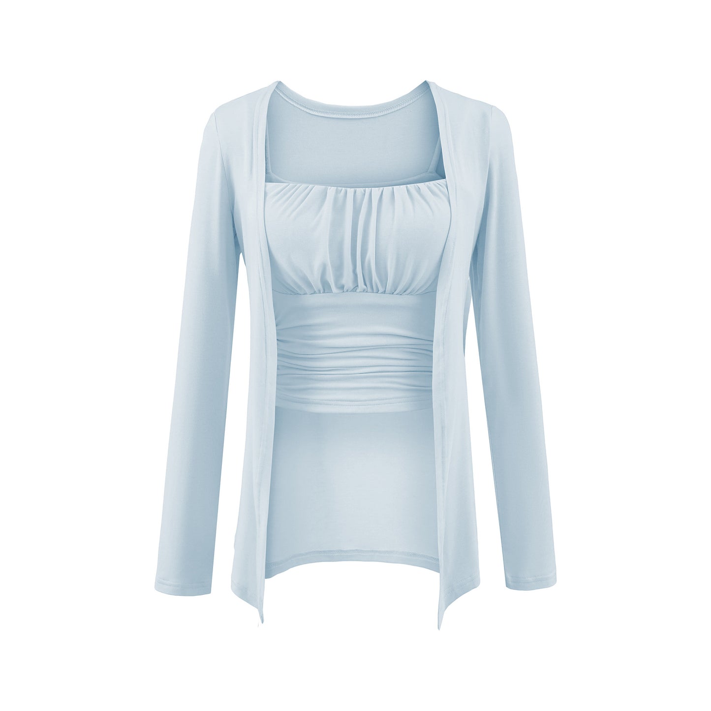 Chest cushion pleated camisole vest ➕ Long sleeved cardigan set