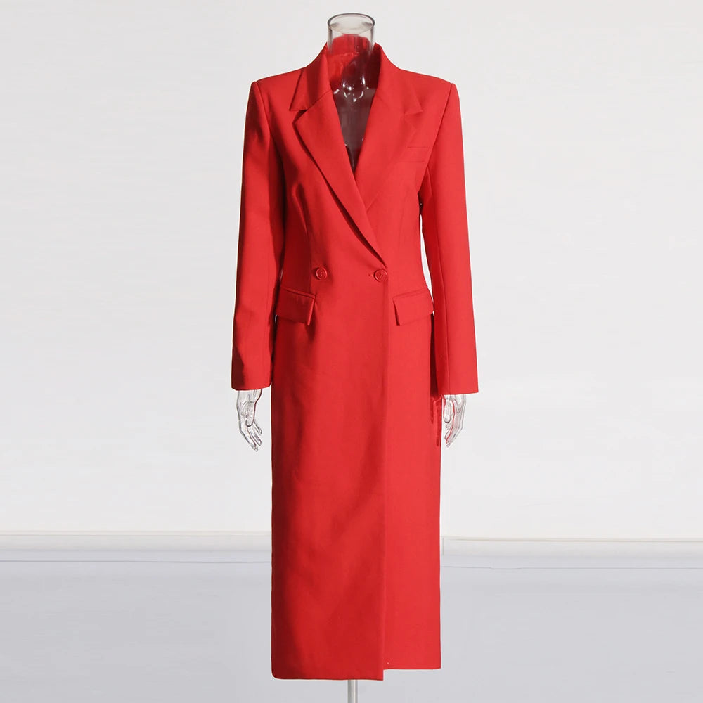 Waist slimming long suit jacket for women