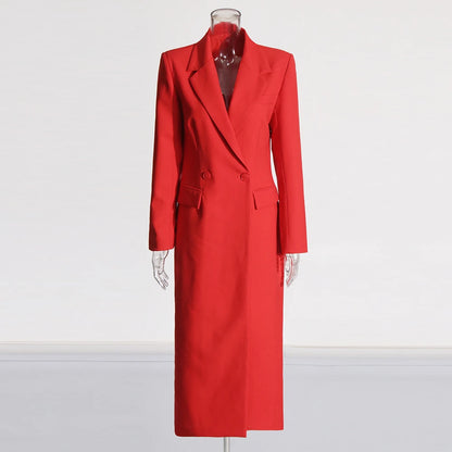 Waist slimming long suit jacket for women
