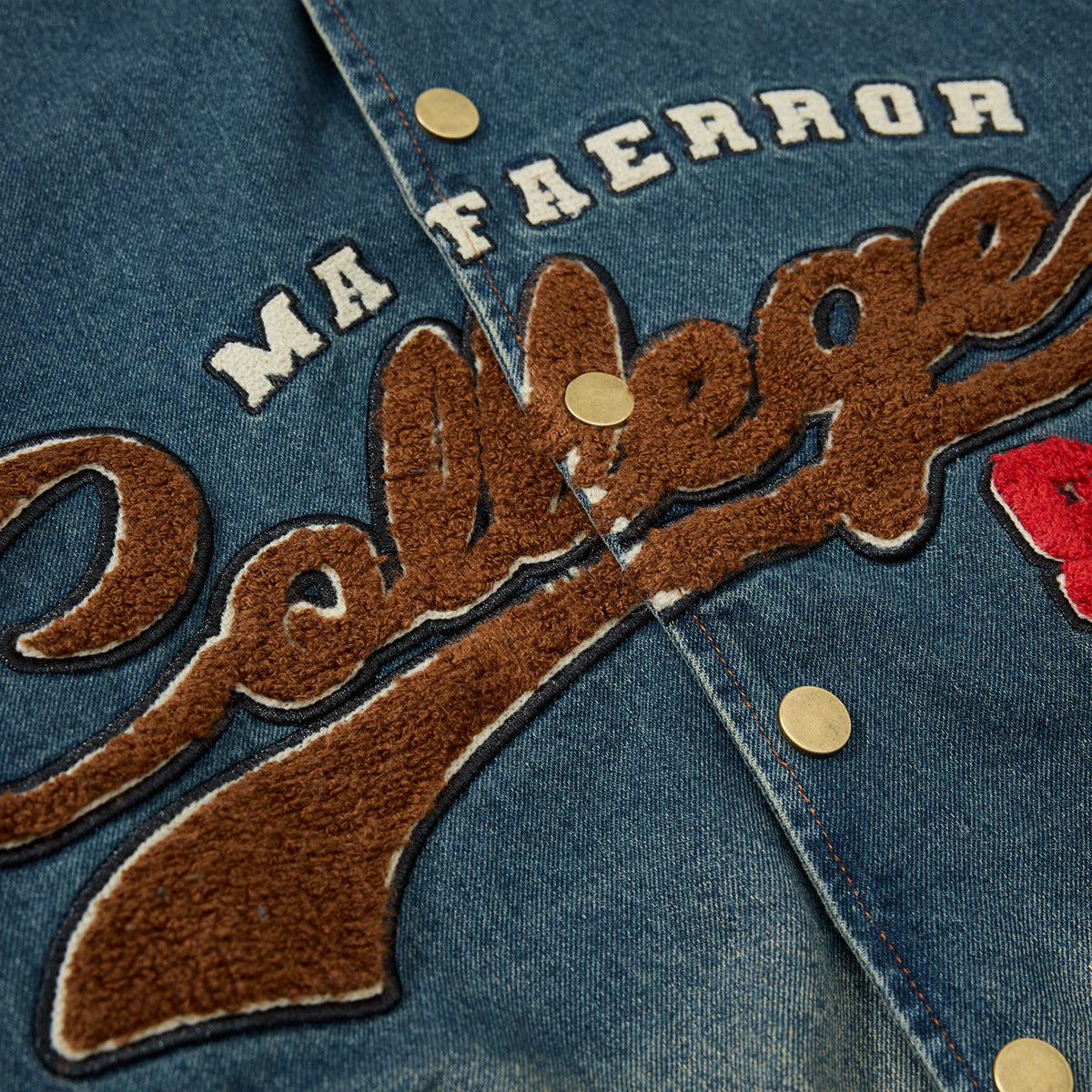Embroidered denim jacket baseball jacket