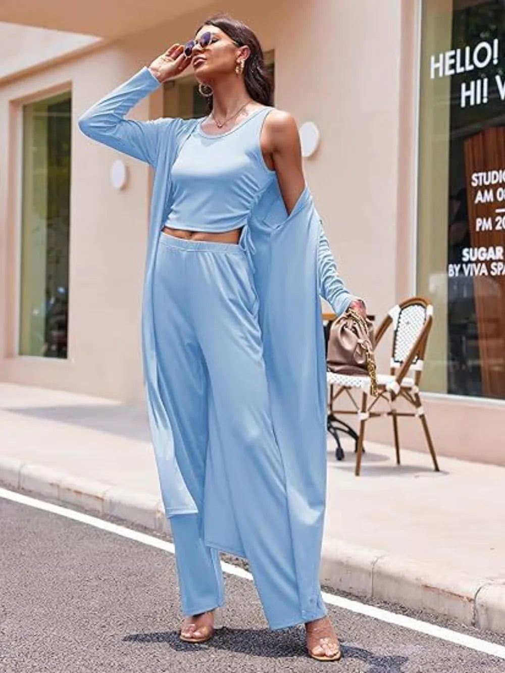 Long Sleeve Cover Up and Pants Set