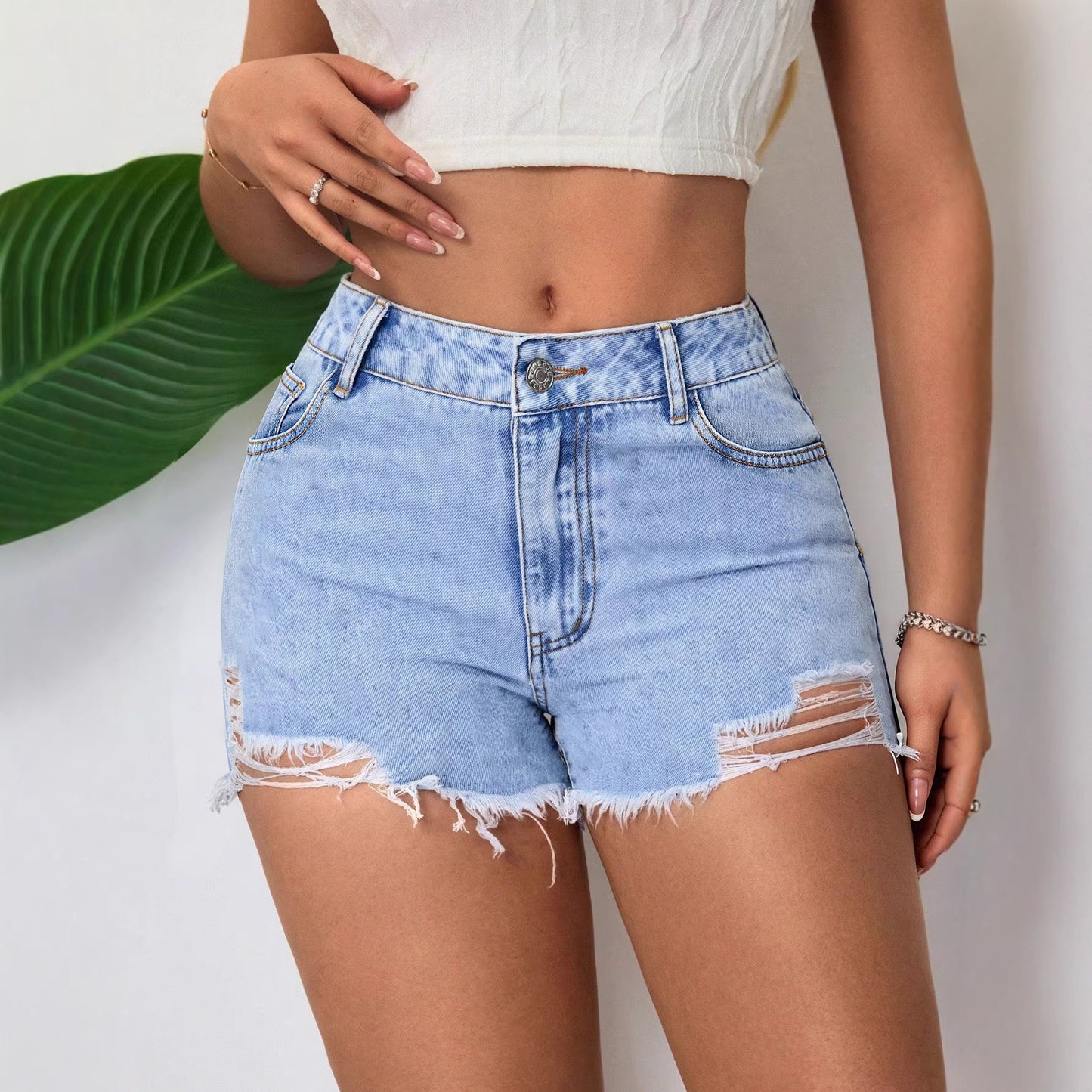 Women's ripped denim shorts