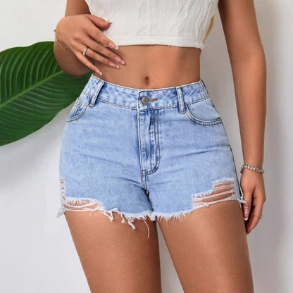 Women's ripped denim shorts