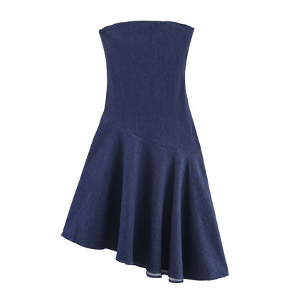 Versatile asymmetrical denim dress