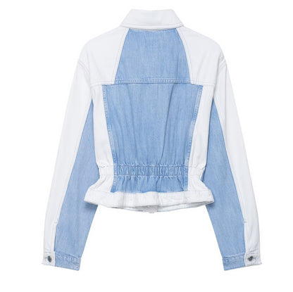 Splicing denim jacket jacket+pants set