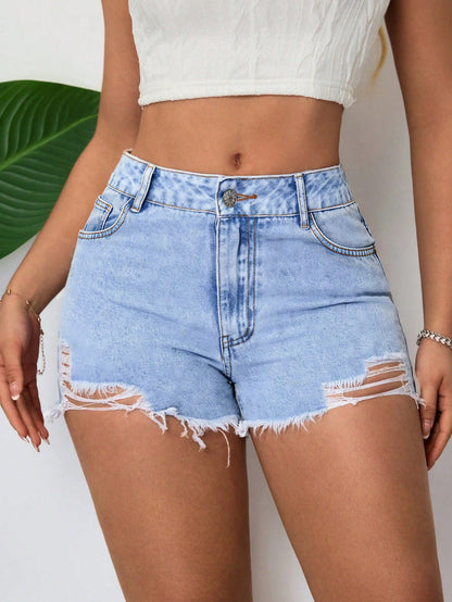 Women's ripped denim shorts