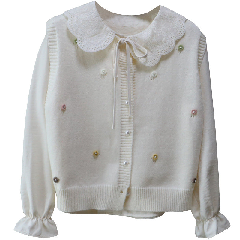 Two-piece Set for Women: Shirt + Knitted Vest, Fashionable and Youthful Look