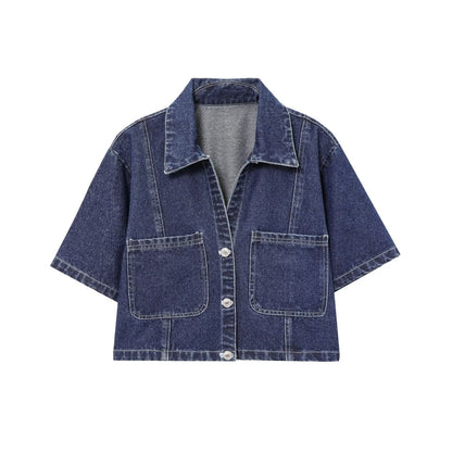 Denim top+irregular skirt and pants set for women