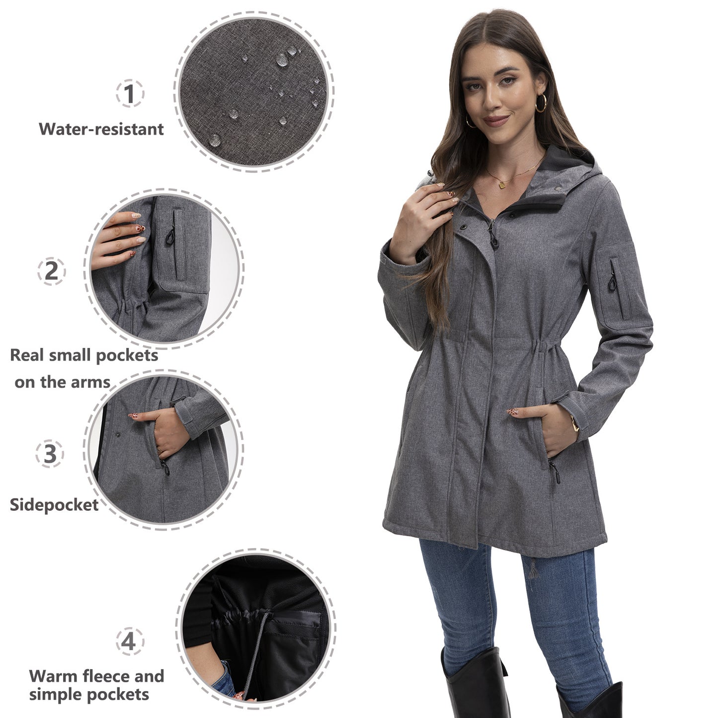 Hooded multi pocket jacket