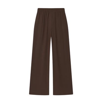 Knot decoration crepe shirt+straight leg pants set