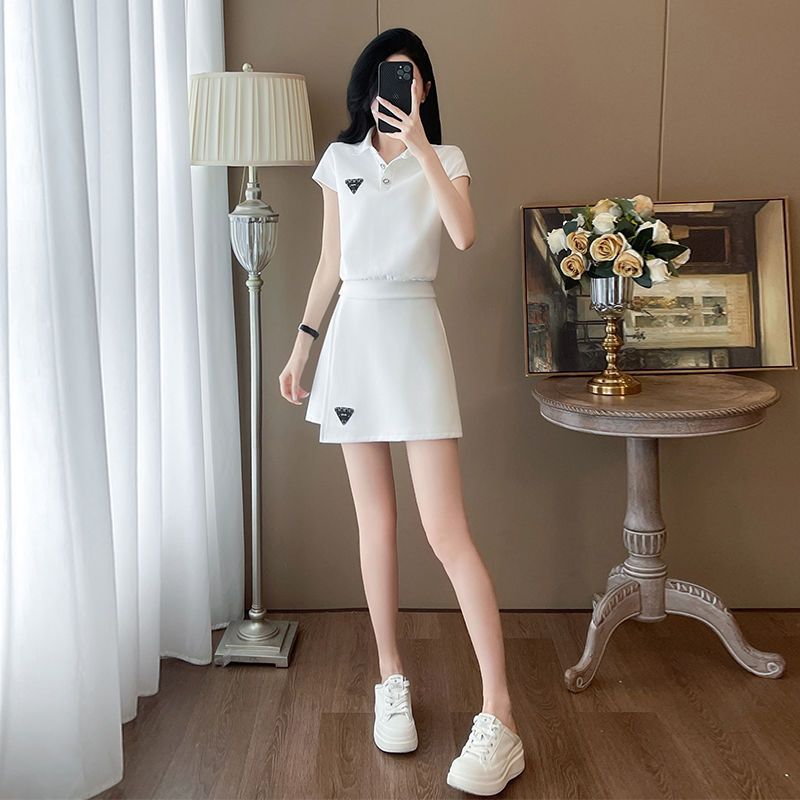 Casual High-Quality Lapel Short Sleeve Dress Set