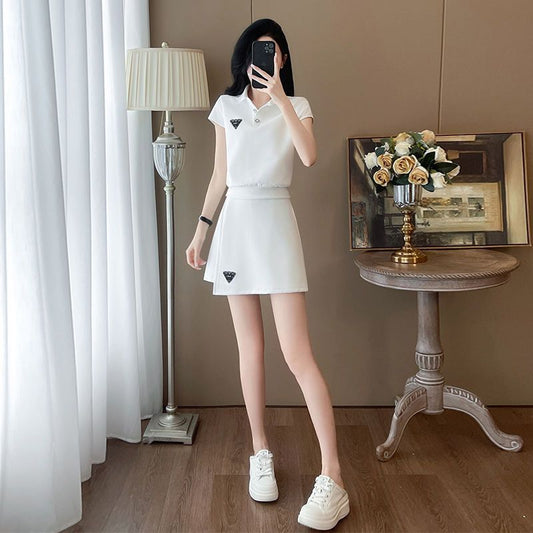 Casual High-Quality Lapel Short Sleeve Dress Set