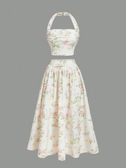 Sleeveless long dress 2-piece set