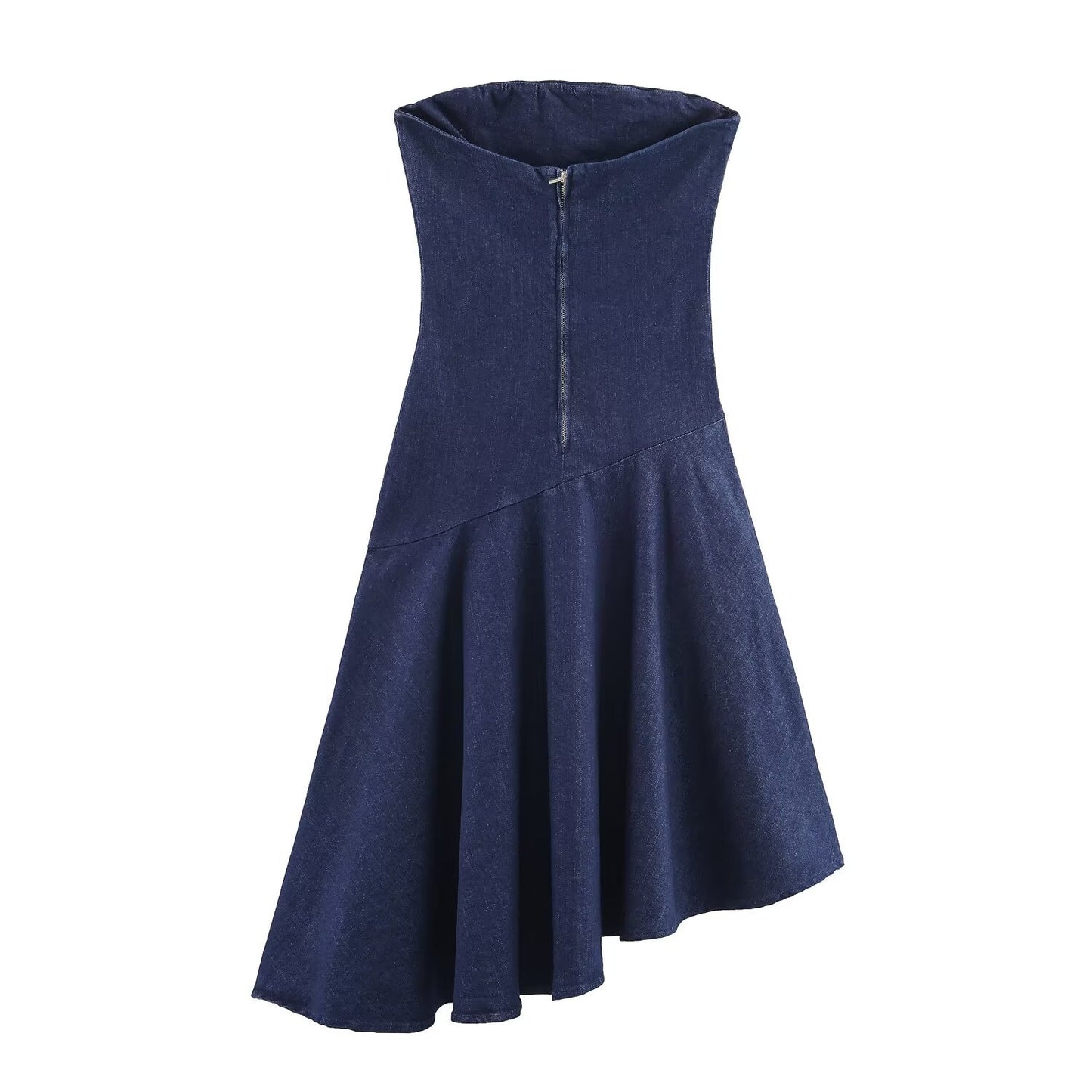 Versatile asymmetrical denim dress