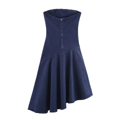 Versatile asymmetrical denim dress