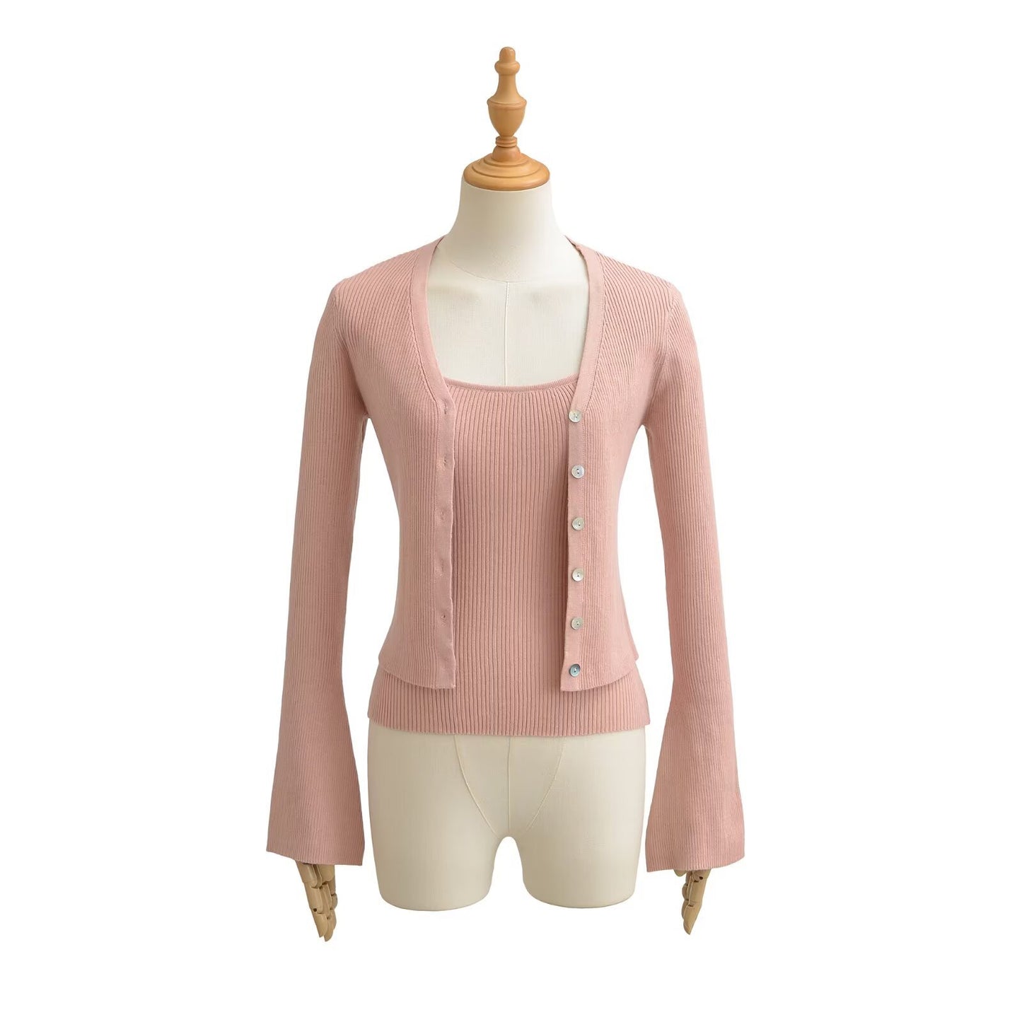 Bottom two-piece vest cardigan top knit set