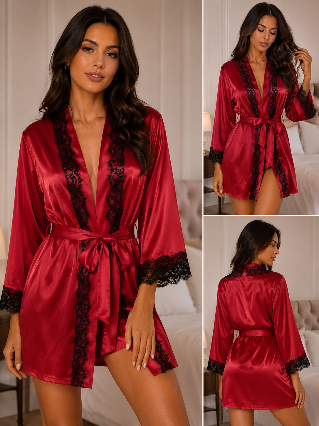 FITOLINI Luxury Satin Robe
