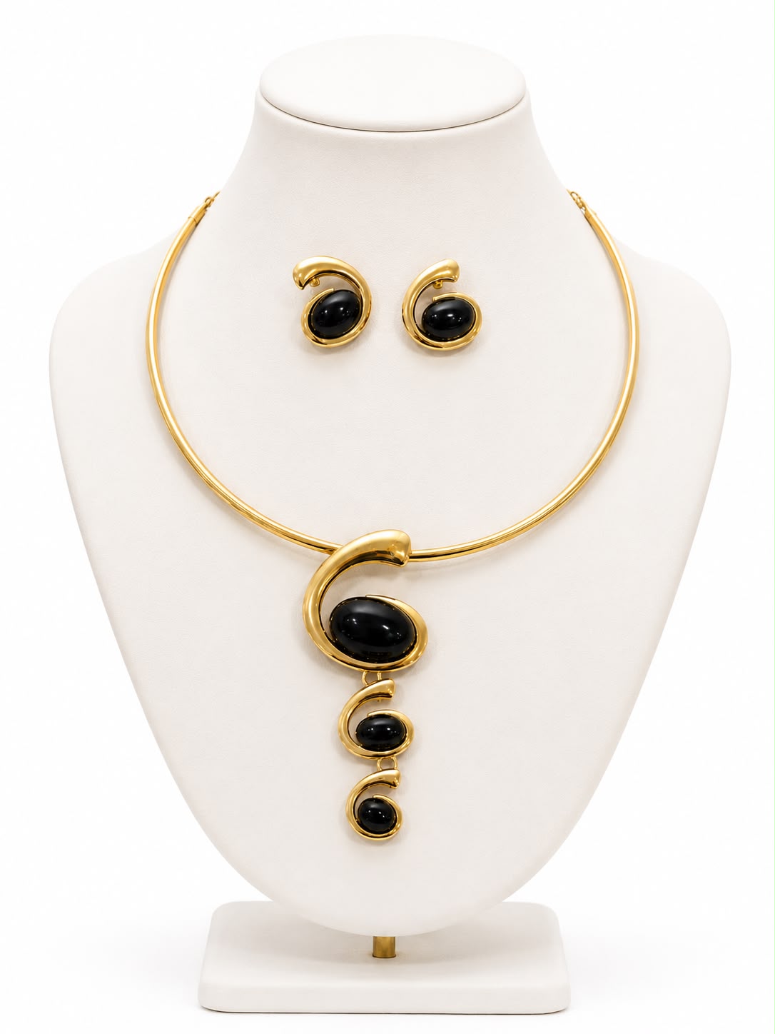 Gold & Black Statement Necklace Set