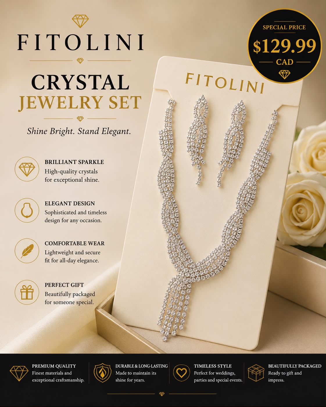 FITOLINI Crystal Jewelry Set