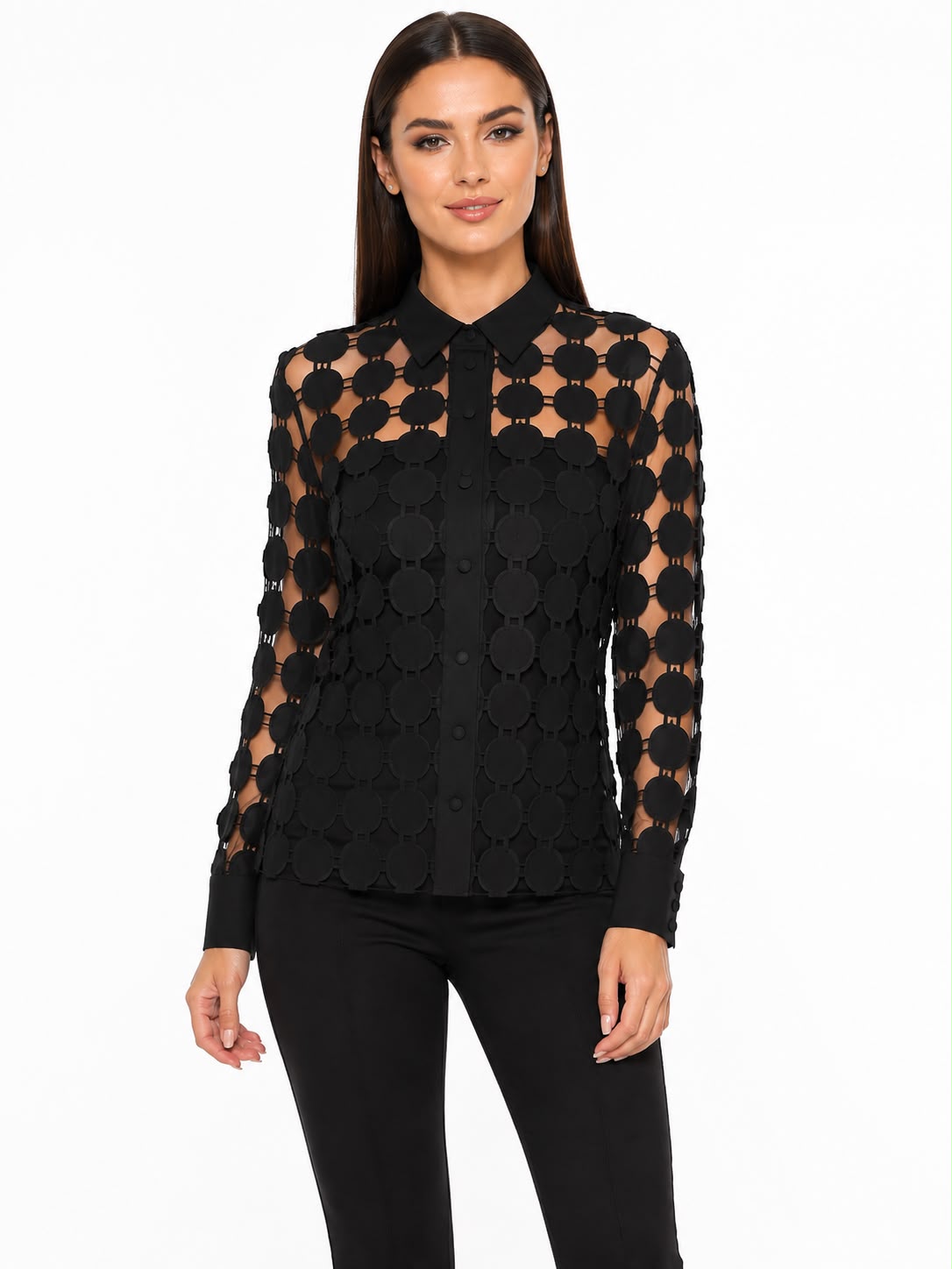Fitolini Black Statement Mesh Top