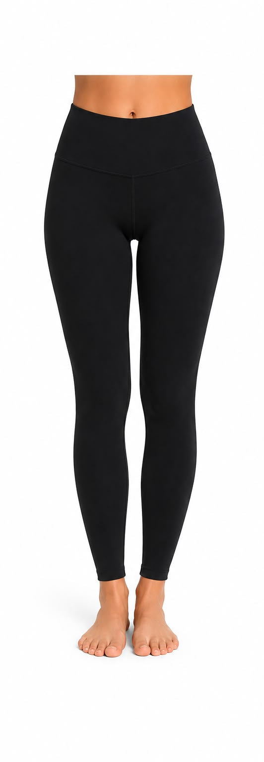 Black leggings worn by a person on a white background