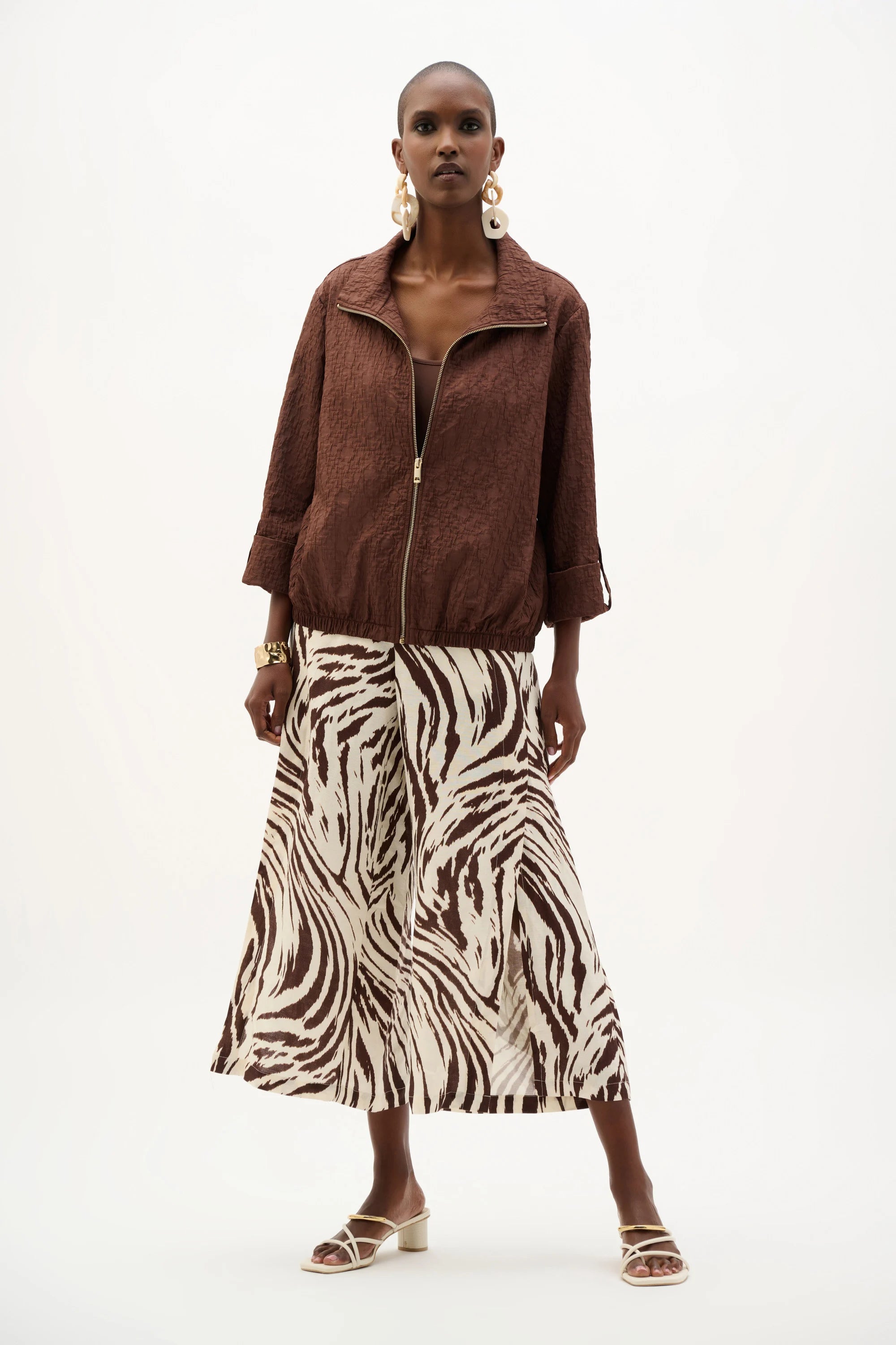 Joseph Ribkoff Jacquard Bomber Jacket With Funnel Collar #262138
