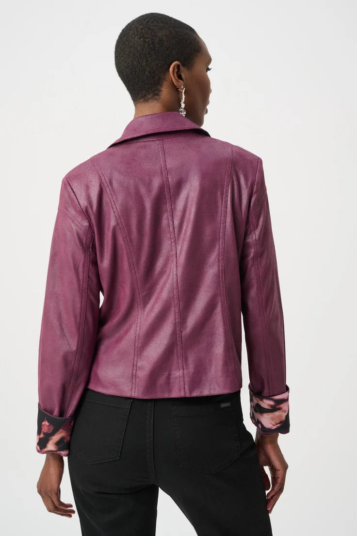Foiled Faux Suede Fitted Jacket Style