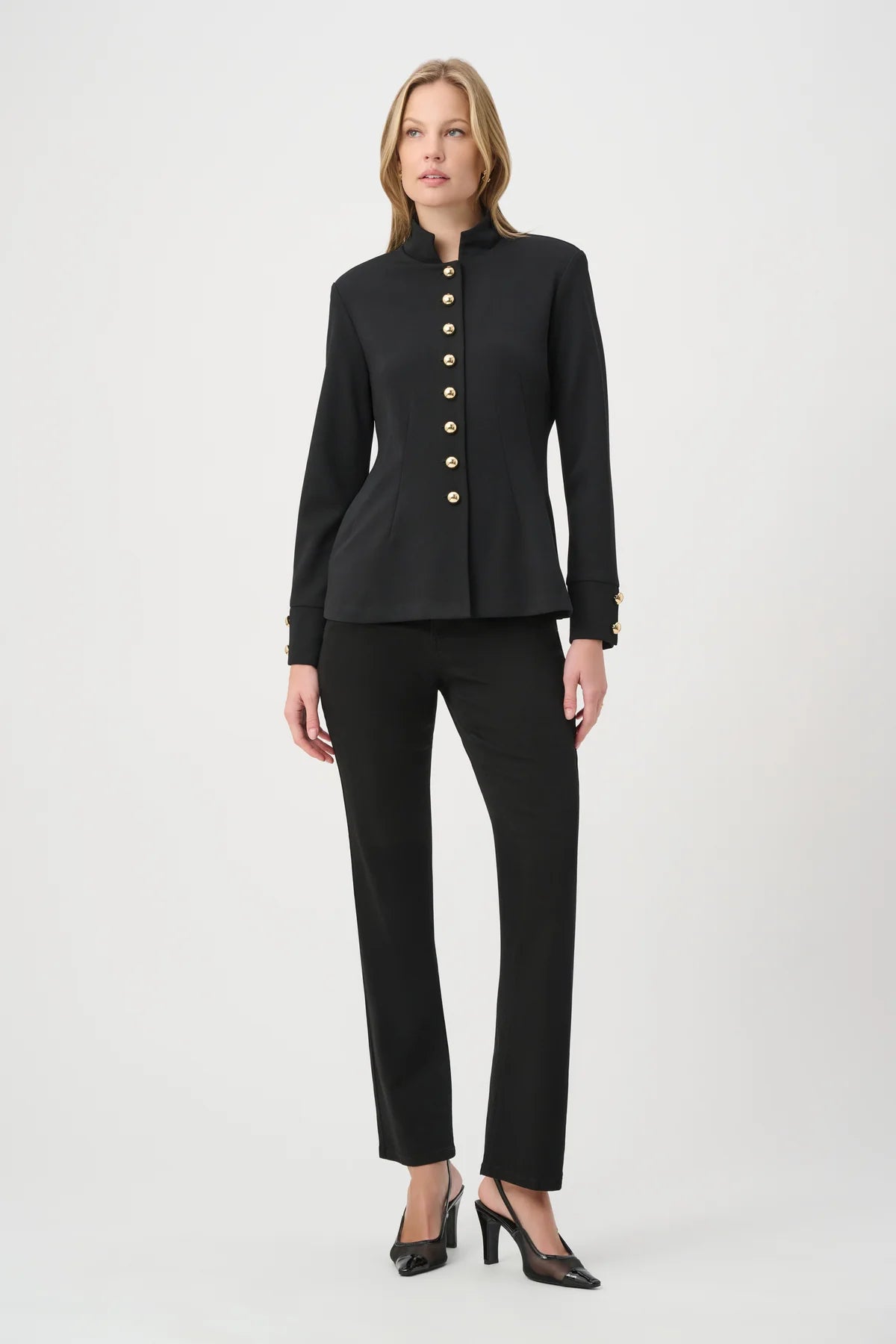 Joseph Ribkoff Black Military Collar Fitted Jacket