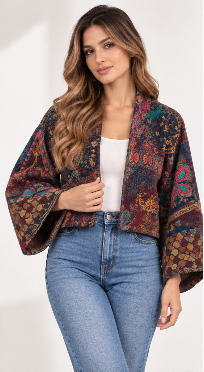 BABA 100% Wool Cropped Bolero Jacket