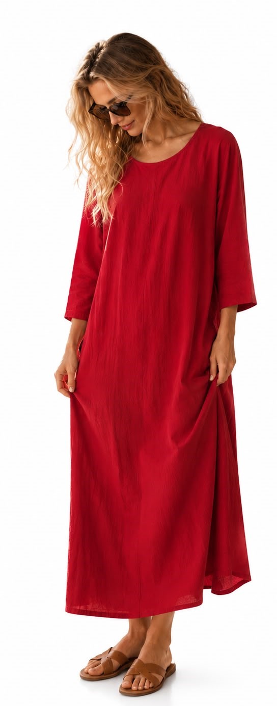 FITOLINI Relaxed Linen Maxi Dress