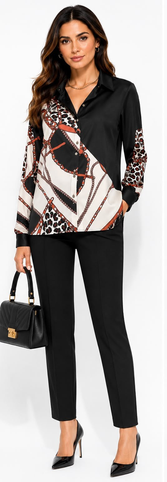 Fitolini Printed Blouse Black