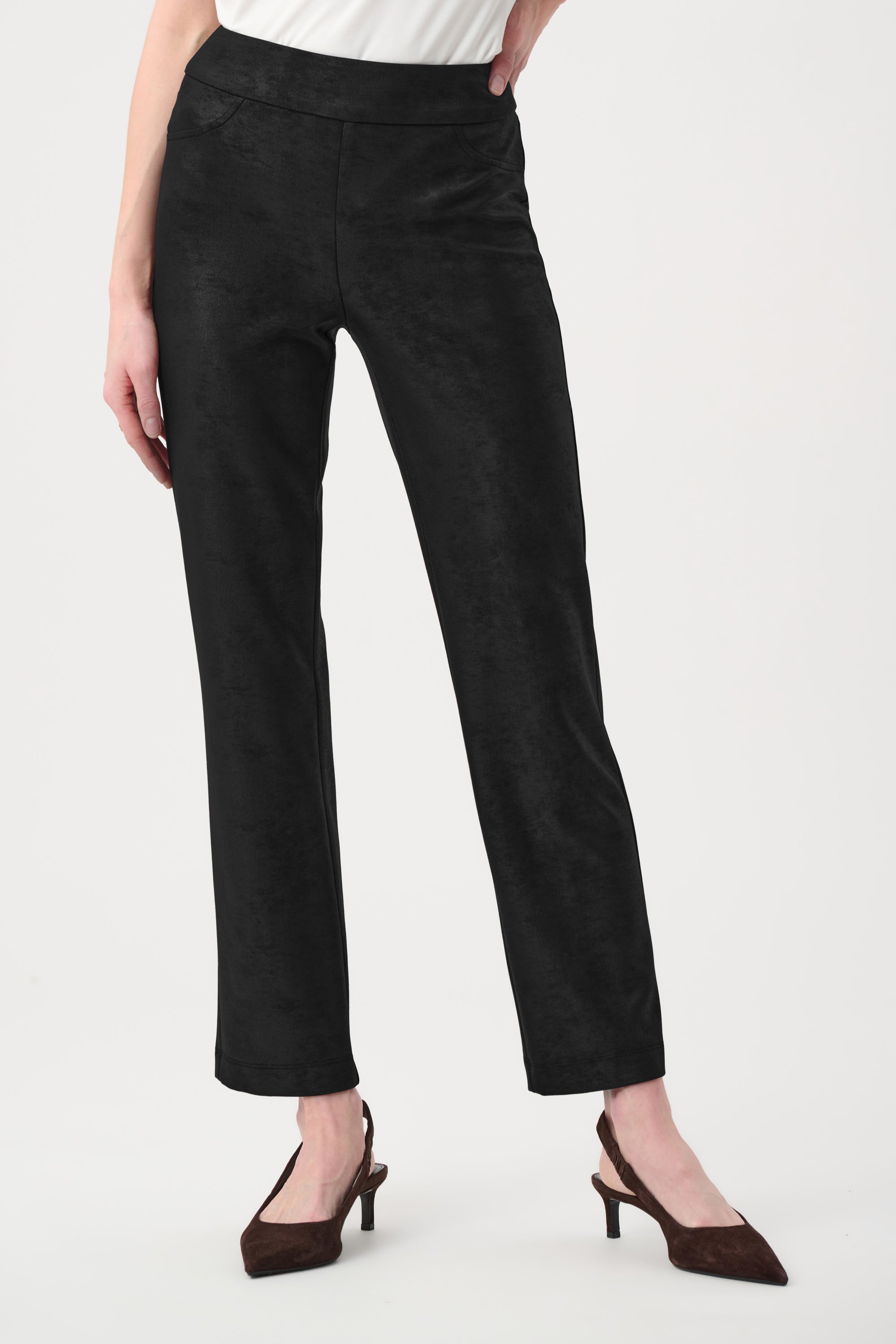 Foiled Silky Knit Straight Pull-On Pants #263104