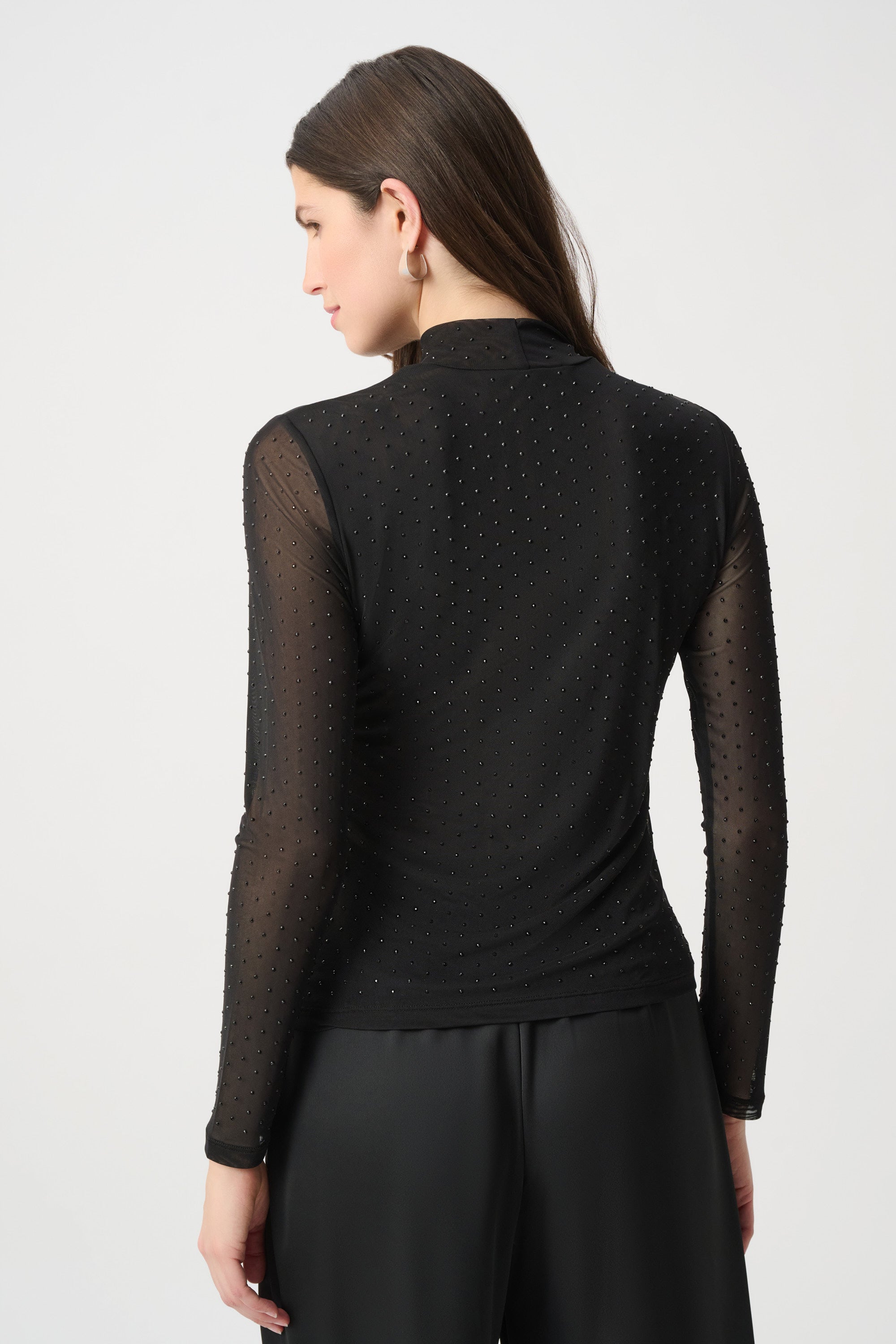 Joseph Ribkoff Rhinestone Mesh Long-Sleeve Top Style 264916