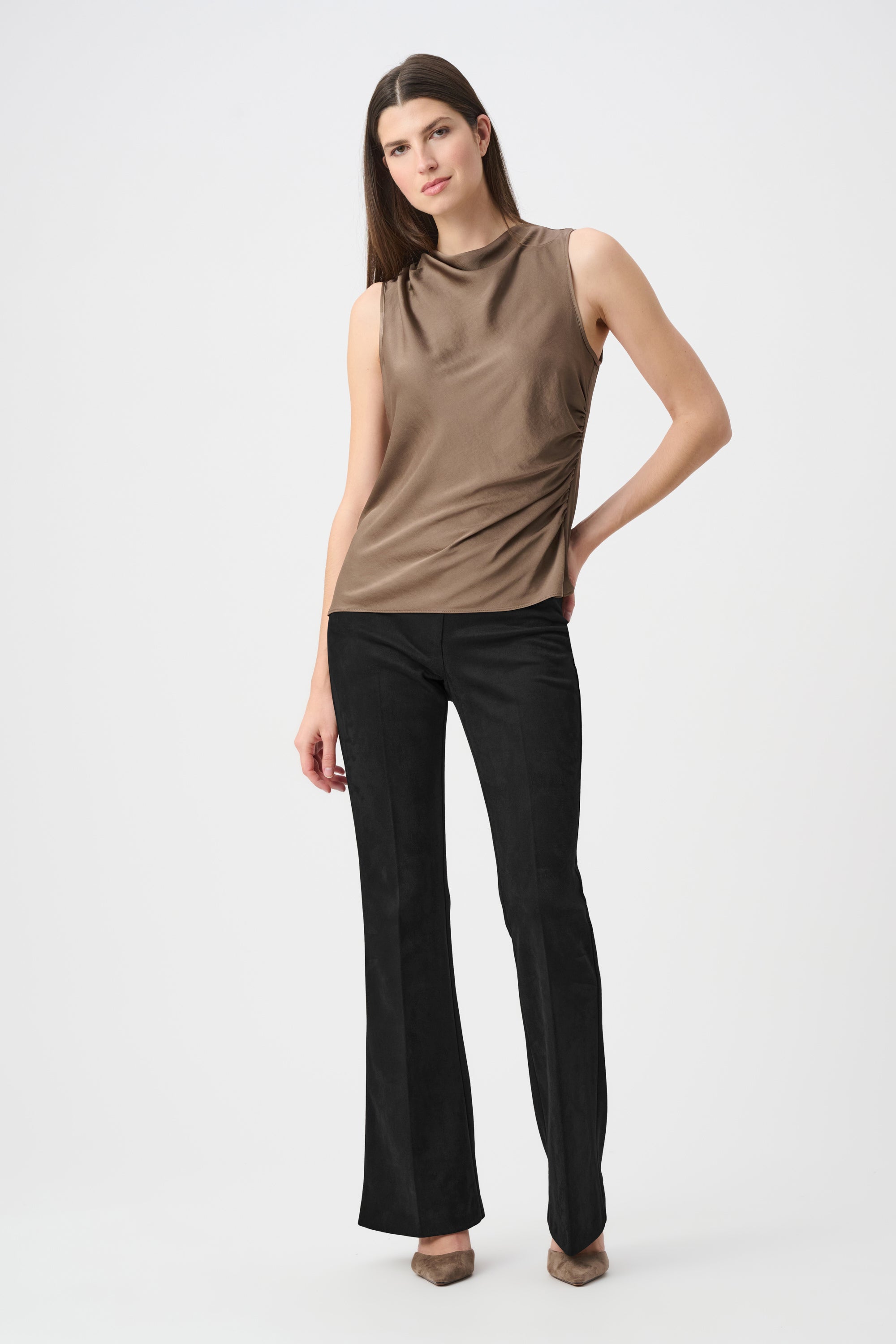 Scuba Suede Flared Pull-On Pants#263160
