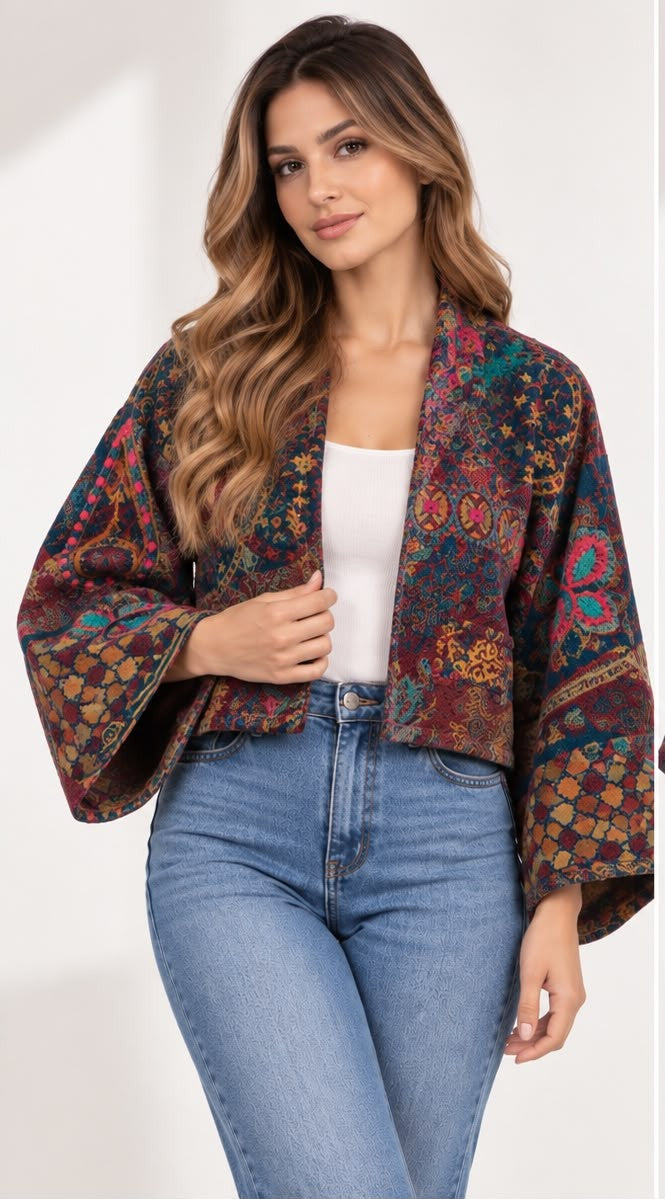BABA 100% Wool Cropped Bolero Jacket