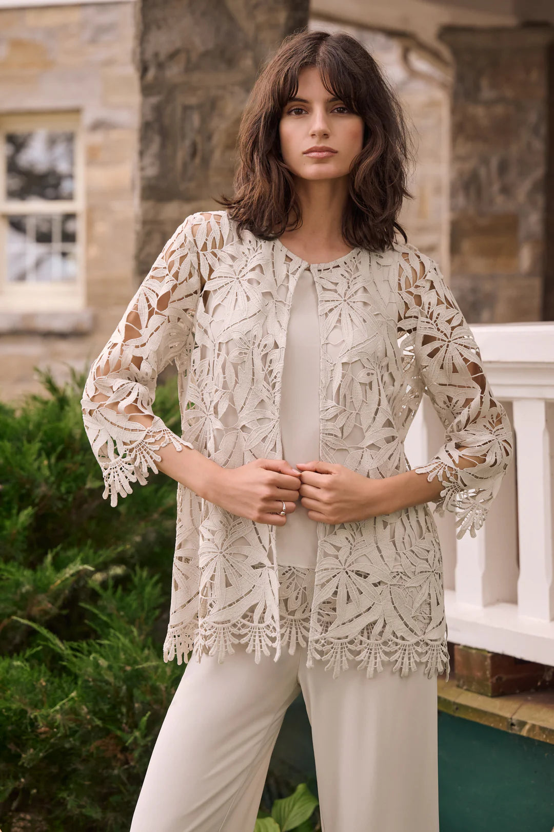 Joseph Ribkoff Embroidered Floral Open - Front #262096