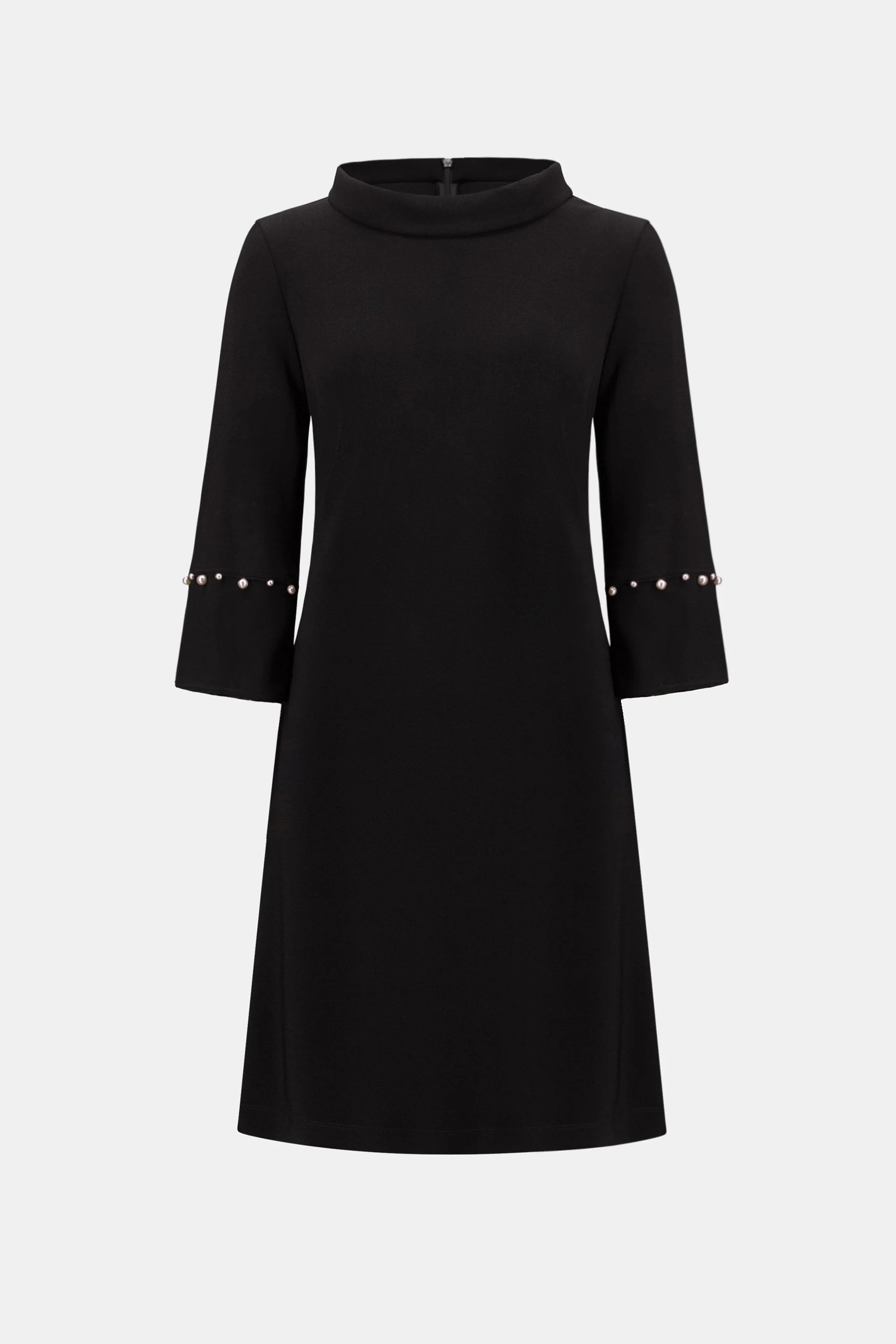 Silky Knit A-Line Dress With Pearl Detail #263115