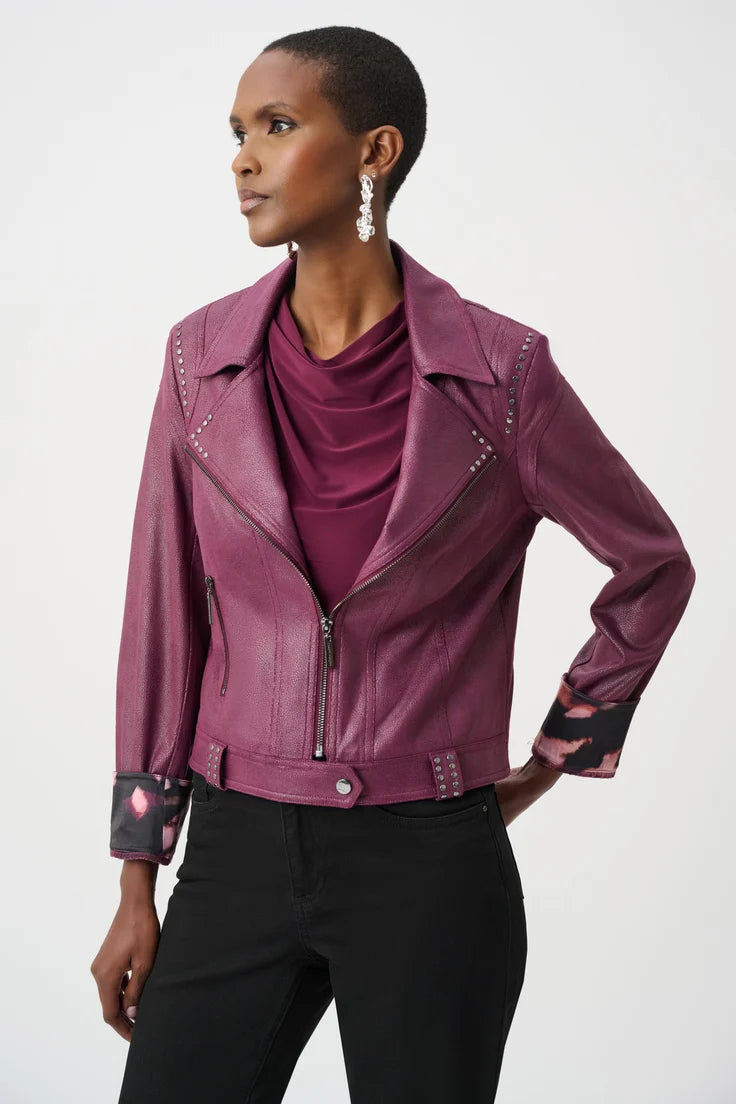 Foiled Faux Suede Fitted Jacket Style