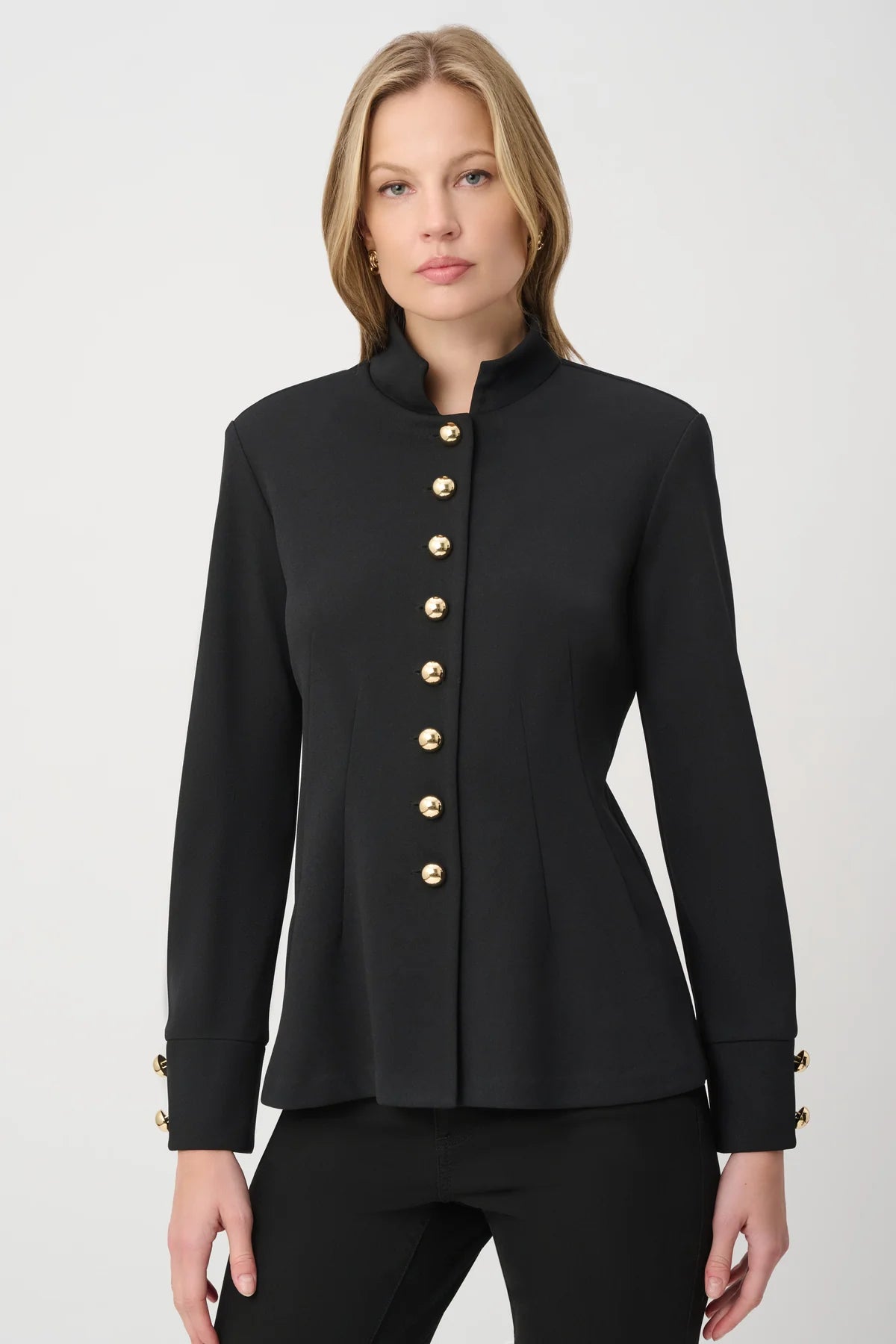 Joseph Ribkoff Black Military Collar Fitted Jacket