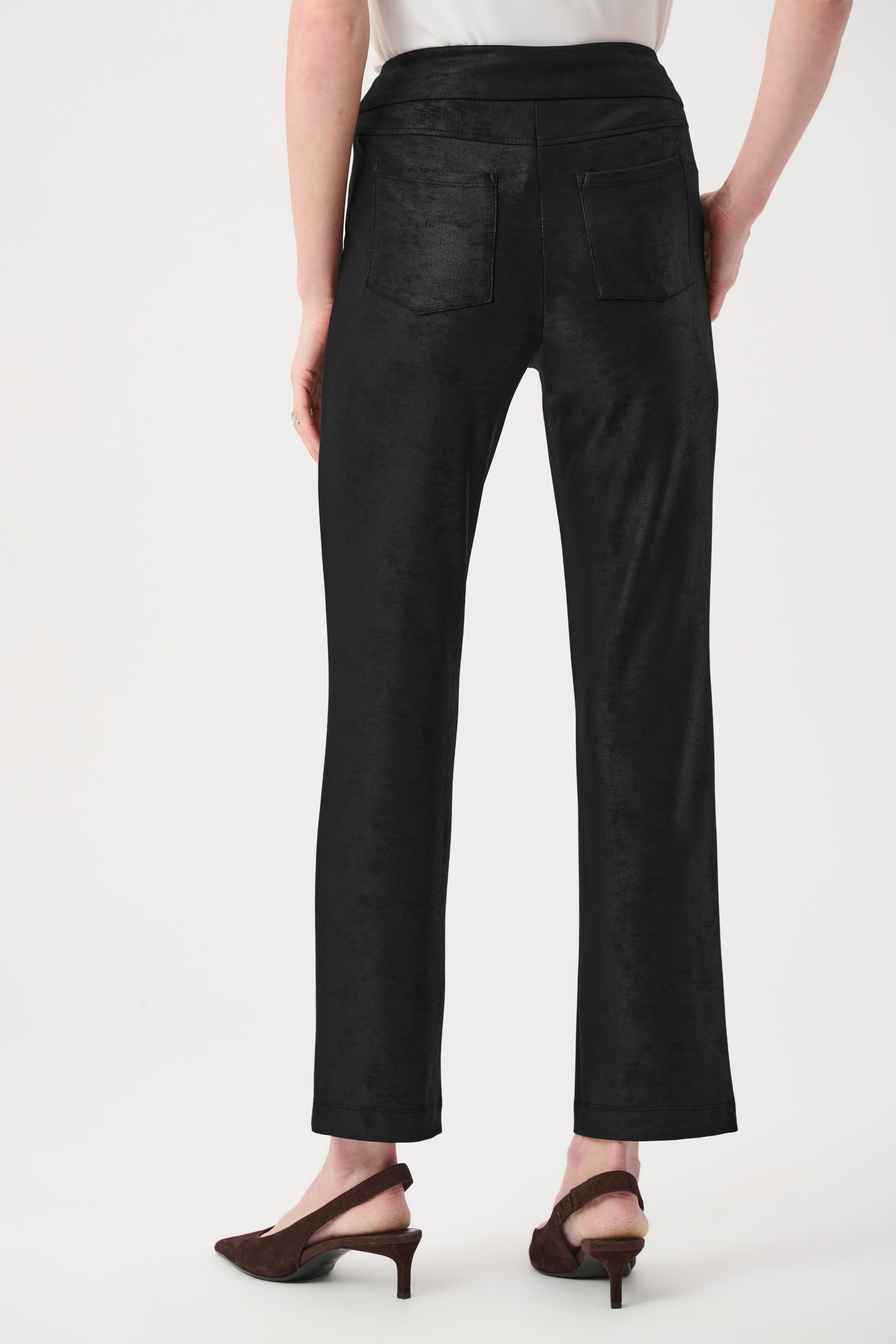 Foiled Silky Knit Straight Pull-On Pants #263104