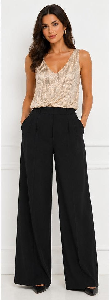FITOLINI Sequin V-Neck Top