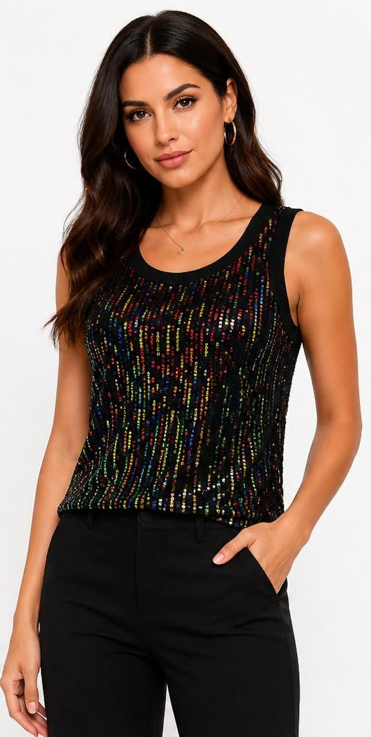 FITOLINI Rainbow Sequin Tank Top