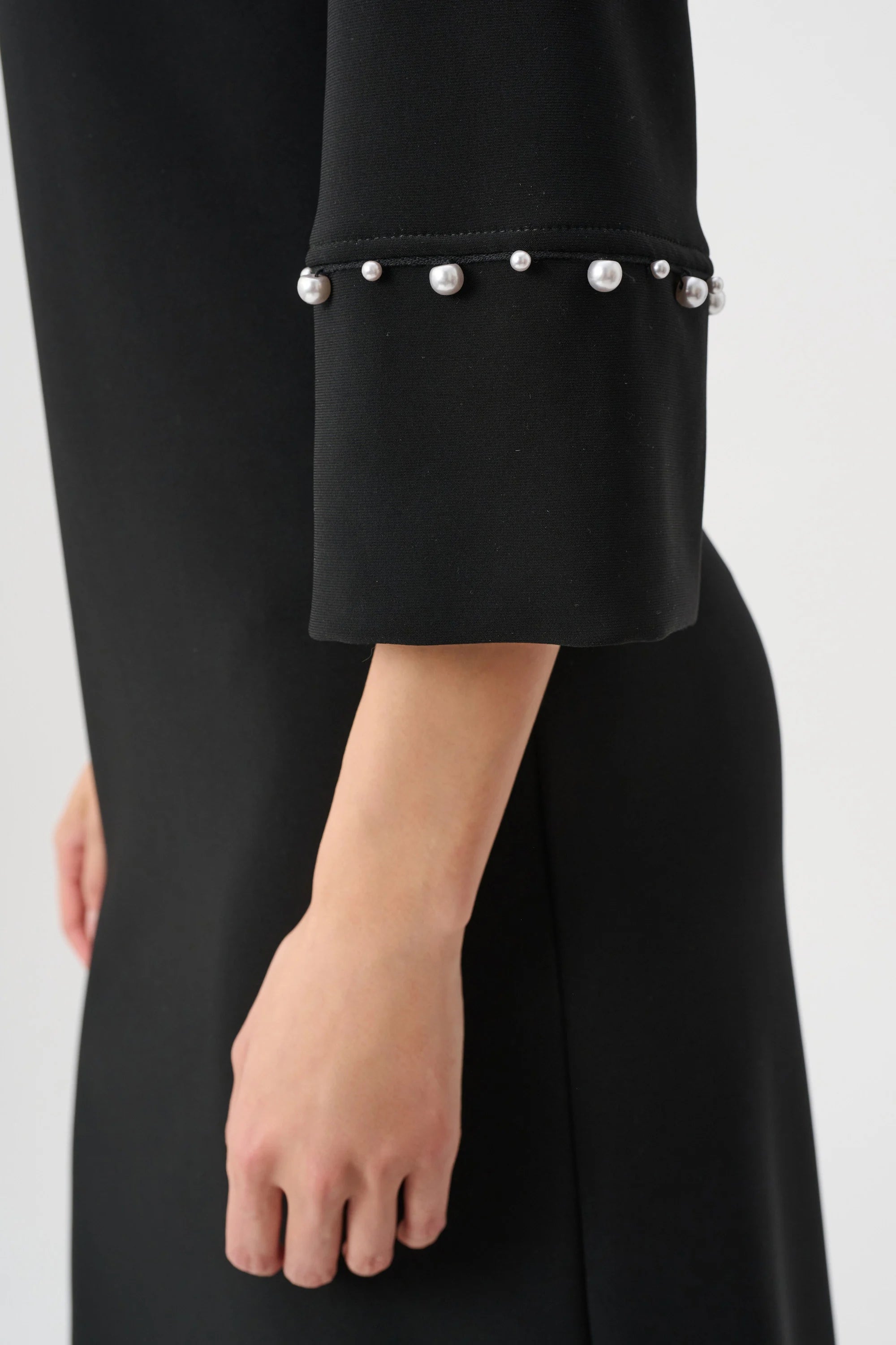 Silky Knit A-Line Dress With Pearl Detail #263115