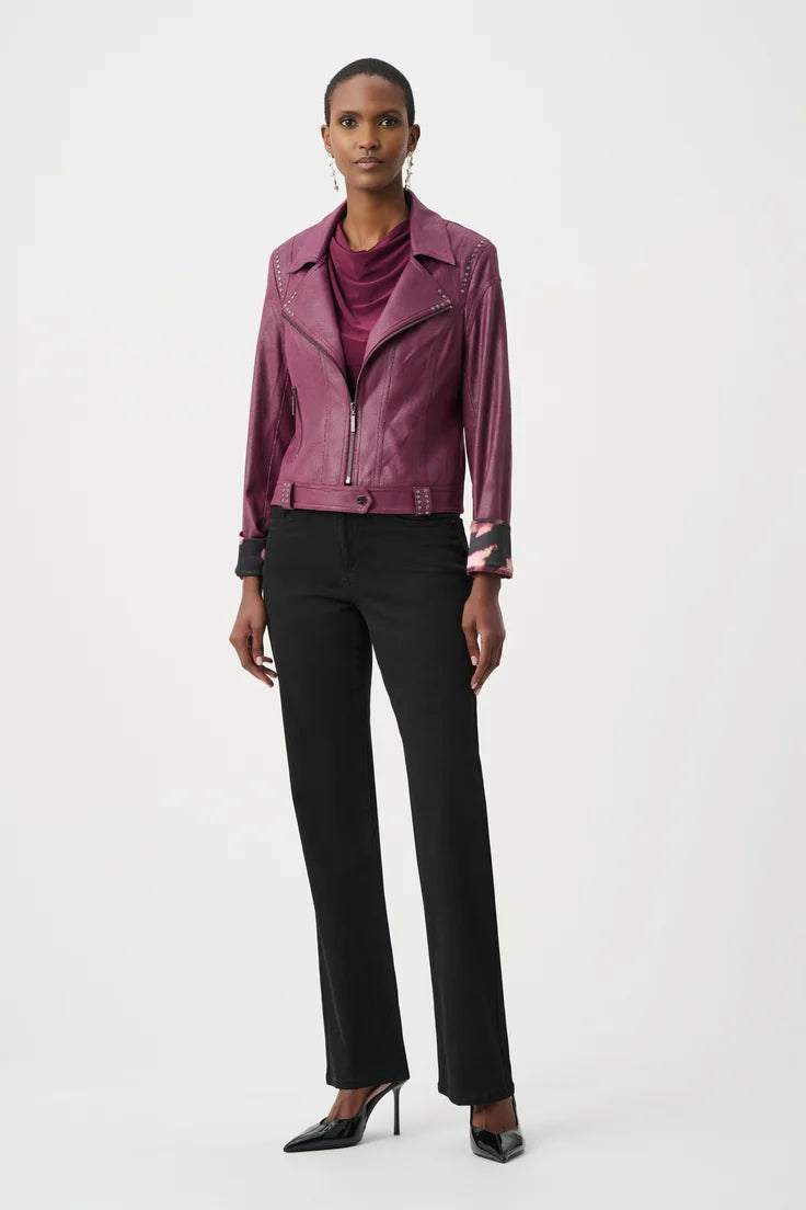 Foiled Faux Suede Fitted Jacket Style